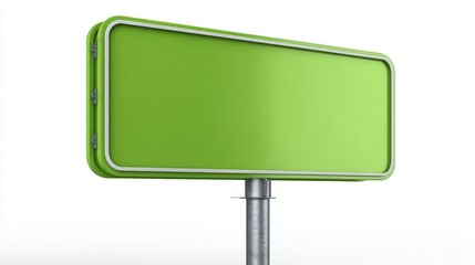 Blank Green Billboard Mockup Isolated on White Background, Modern Advertising Sign, Copy Space for Custom Message