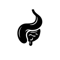 Obraz premium Stylized black digestive system illustration on a white background, concept for gastroenterology clinic logo, educational resource, and medical report illustration