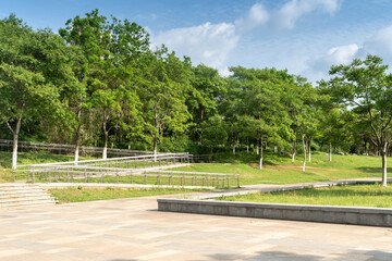 spring park and modern city