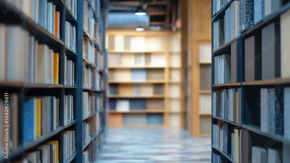 Poster a bookshelf filled with numerous volumes of various sizes and genres