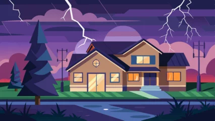 Fototapeten Violett vector illustration of a lightning storm  © Brojendra