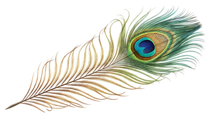 Peacock feather isolated transparent background cutout for design use
