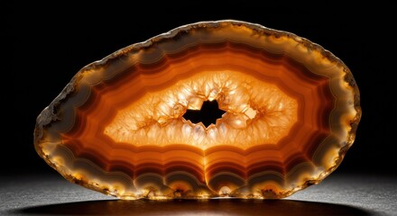 Polished agate slice vibrant hues showing intricate natural layers and patterns