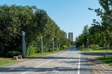 walkway in the modern city