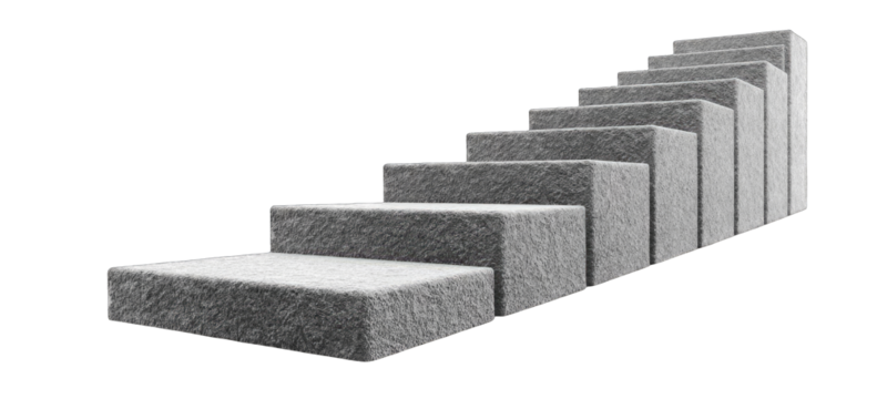 Gray steps ascending, upward, progress