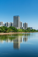 Lakeside modern office building in China