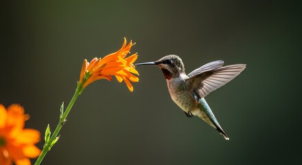 Fototapeta premium Depth-of-field shot of hummingbird feeding