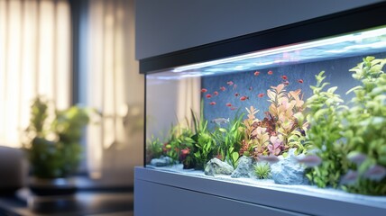 Customizable aquarium with interactive features for color and current control