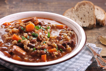 Ricet - barley and bean soup with sausage
