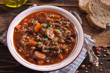 Ricet - barley and bean soup with sausage
