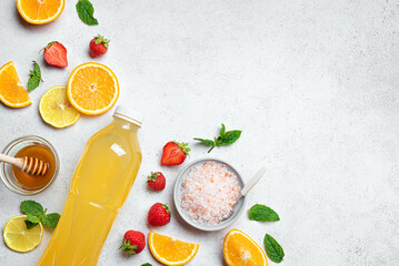 Isotonic sport drink bottle with fruits, honey and salt