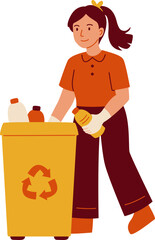 Young Woman Recycling Plastic Bottles