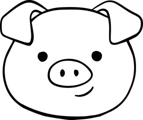Simple Pig Head Doodle Illustration