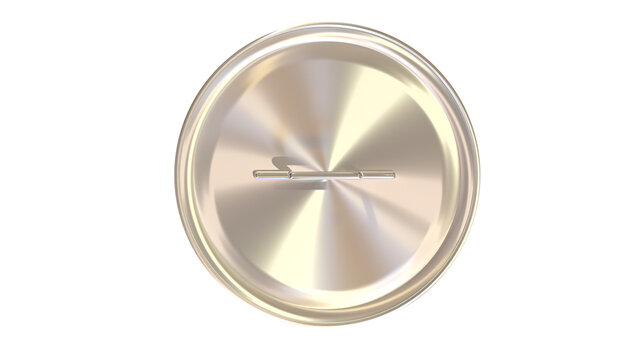 A stainless boiling pan's lid from top view created by 3d modeling anisotropic materials.