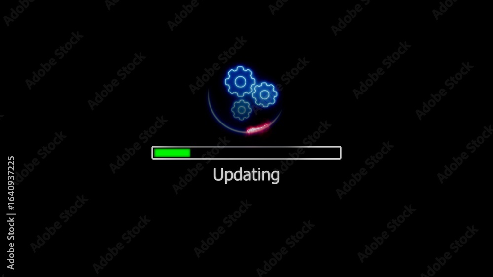 Aufkleber animated technology progress bar showing process of system updating with neon effects