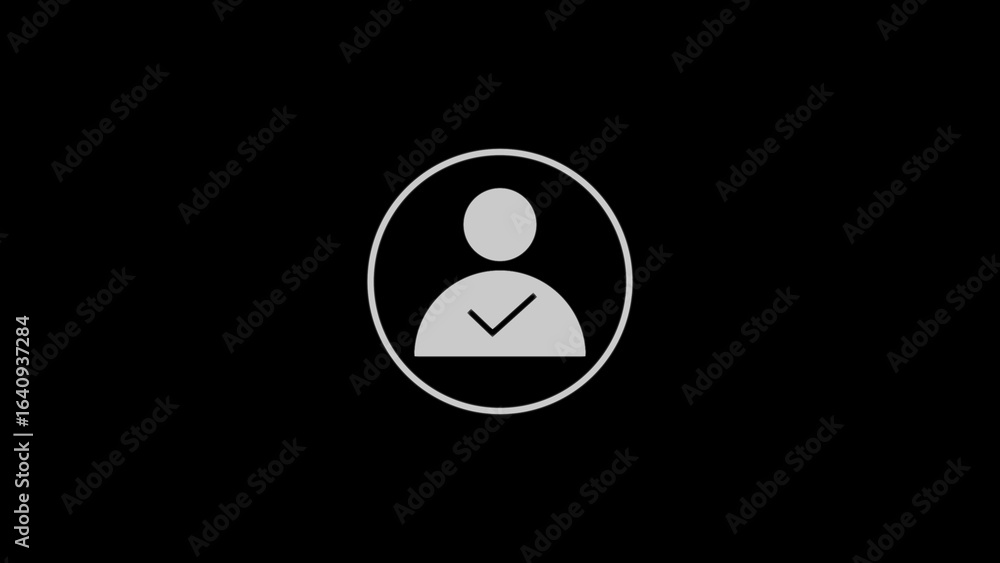 Poster approved user icon inside circle on dark background representing access granted authorization