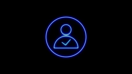 Verified user account illustration with blue glowing outline on a dark background