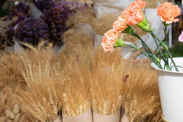 Beautiful carnation in flower market Chiang Mai, Thailand