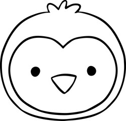 Cute Penguin Head Doodle Illustration