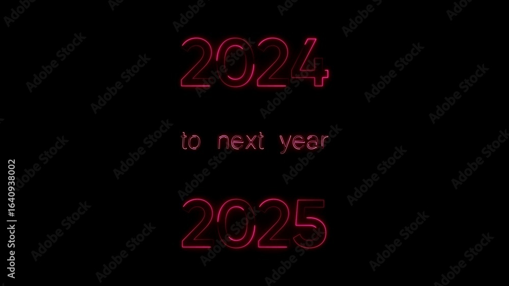 Poster futuristic neon design displays 2024 and 2025 with the message to next year