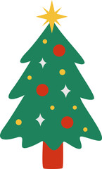 Decorated Christmas Tree With Star