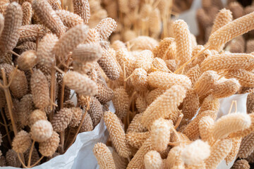 Dried herb aroma flowers in street market Chiang Mai, Thailand