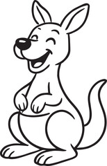 Joyful Kangaroo Illustration: This is a delightful illustration of a smiling kangaroo. The playful posture and inviting smile evoke feelings of warmth and happiness.