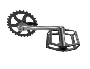 Engineered Bicycle Pedal, Crank, and Chainring System: High-Quality 3D Rendered Cycling Drivetrain for Power Transfer, Fitness, and Active Lifestyle, Isolated on Clean White
