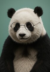 Fototapeta premium Panda Wearing Glasses Close-up Portrait