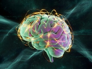 AI brain & neural network concept graphics