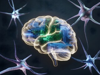 AI brain & neural network concept graphics