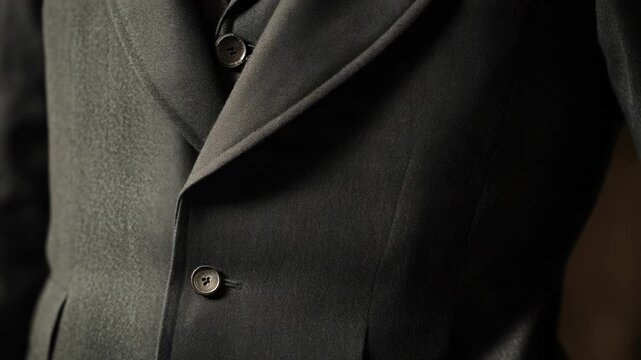 A close-up shot of a man wearing a suit and tie, likely for formal occasion