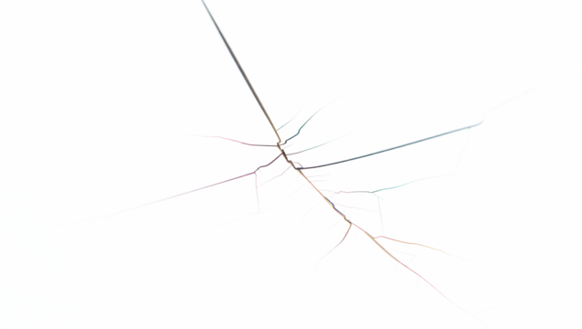 Phone screen micro cracks overlay diagonal fracture isolated on transparent background