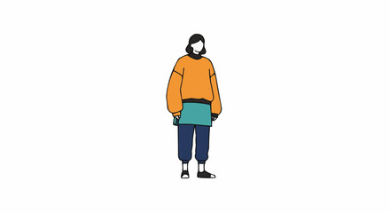 Fototapeta premium Minimalist Illustration of a Person in Everyday Wear