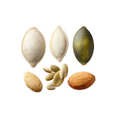 Assorted Nuts and Seeds Almonds, Pumpkin Seeds, and Sunflower Seeds