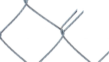 Chain link fence diamond mesh clean cutout isolated on transparent background