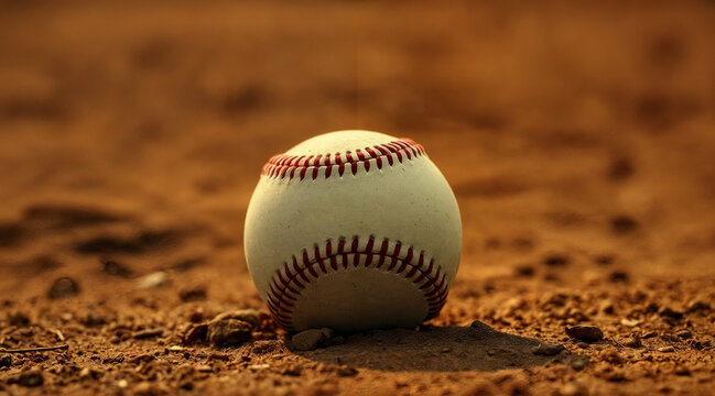 close up baseball on the ground, sports wallpaper - Powered by Adobe