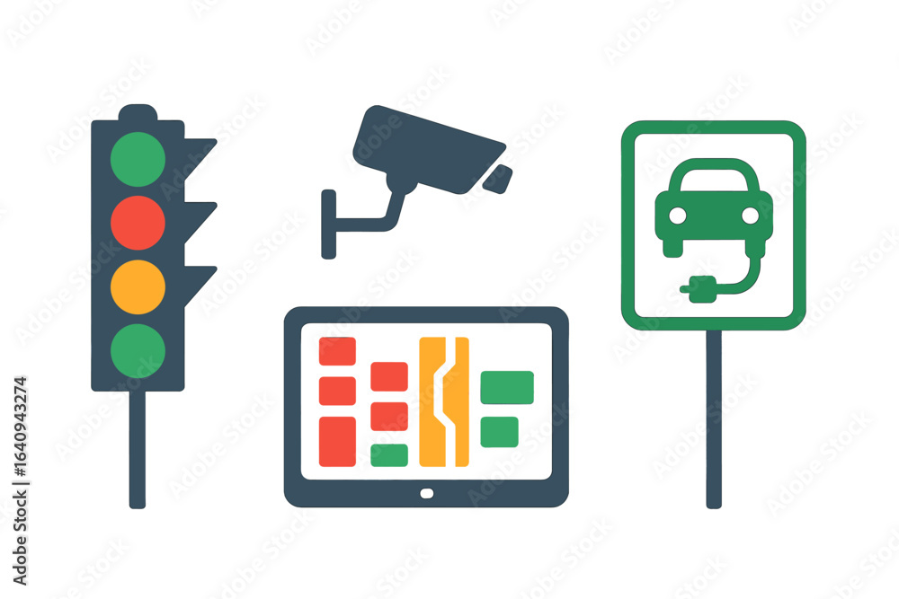 Aufkleber traffic management system features different signals and surveillance technology for efficient urban