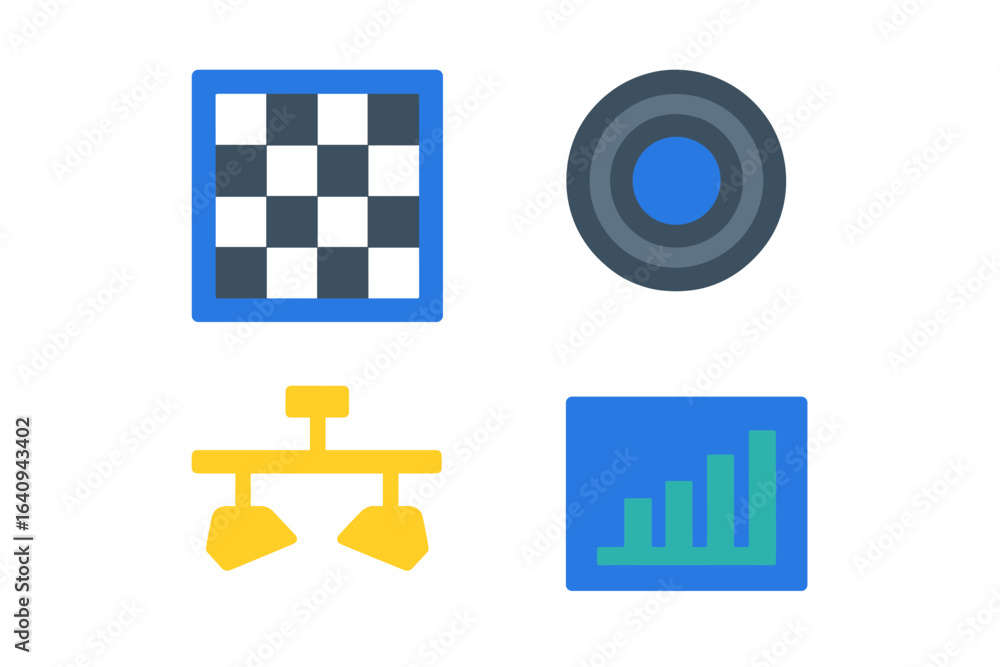 Poster graphic representation of game elements and analytics tools for educational purposes in a digital co