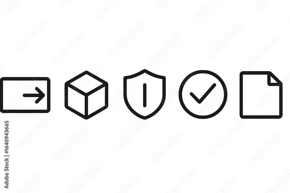 Poster Icons representing various actions and concepts in a minimalist design suitable for digital interfaces or instructional materials