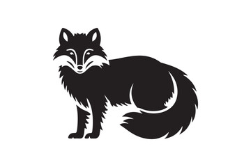 Fototapeta premium Detailed Black and White Arctic Fox Silhouette Vector Standing