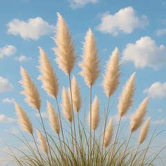 Fototapeta premium Pampa grass with light blue sky and clouds
