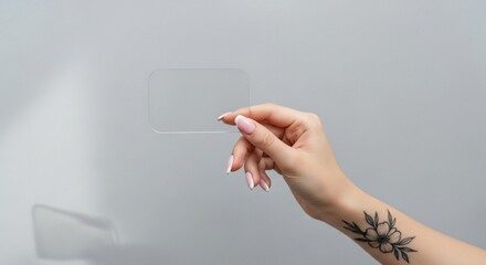 Hand Holding Transparent Card – Minimal Glass Business Card Mockup.