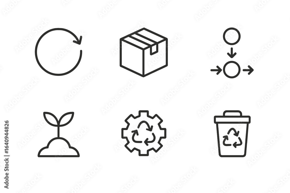 Poster symbols representing sustainability practices and recycling methods in an educational context
