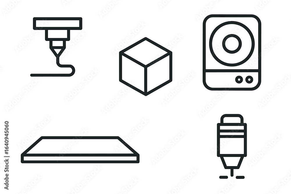 Poster exploring modern technology with 3d printing tools and design elements in a creative workspace