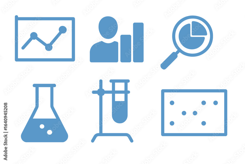 Poster data analysis tools and laboratory equipment displayed in a scientific context