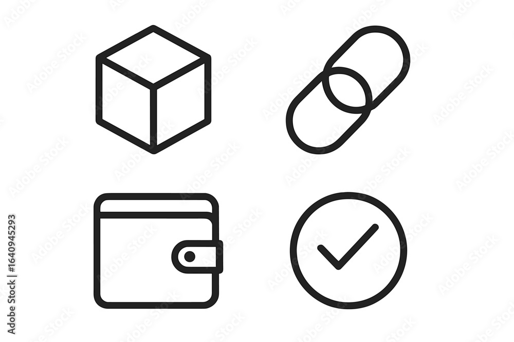 Poster visual representation of common objects illustrating commerce and organization in a minimalist desig