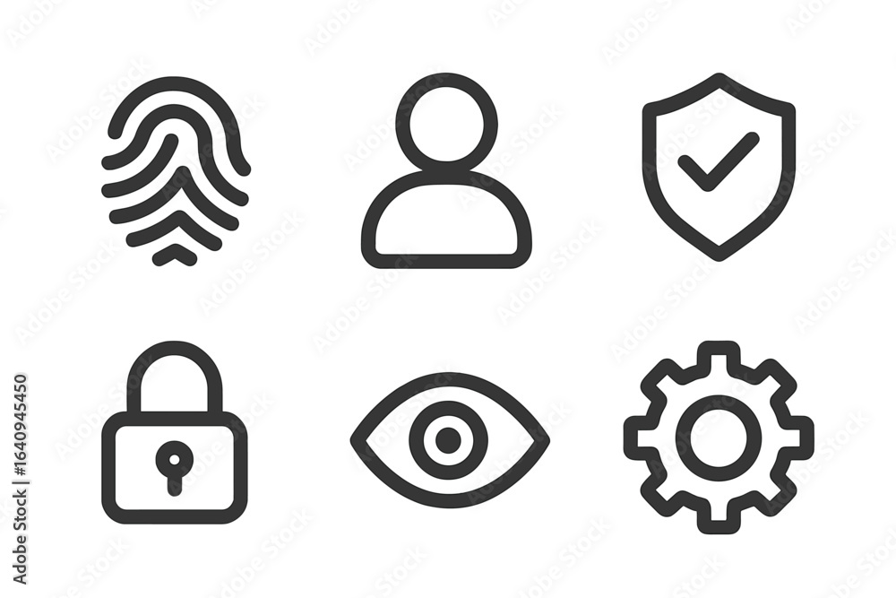 Poster icons representing security and identity verification designed for digital applications and online p