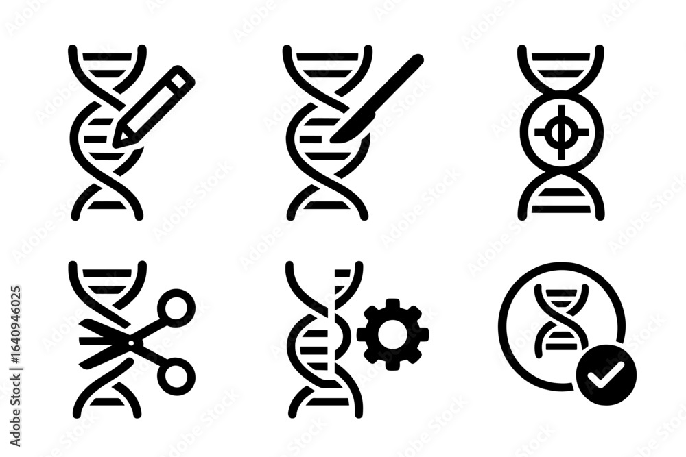 Poster visual representation of genetic editing concepts including dna structure and modification technique