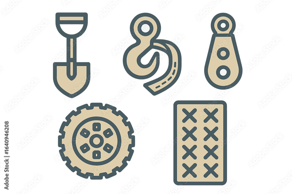 Poster various construction and industrial tools displayed on a simple background showcasing their design a